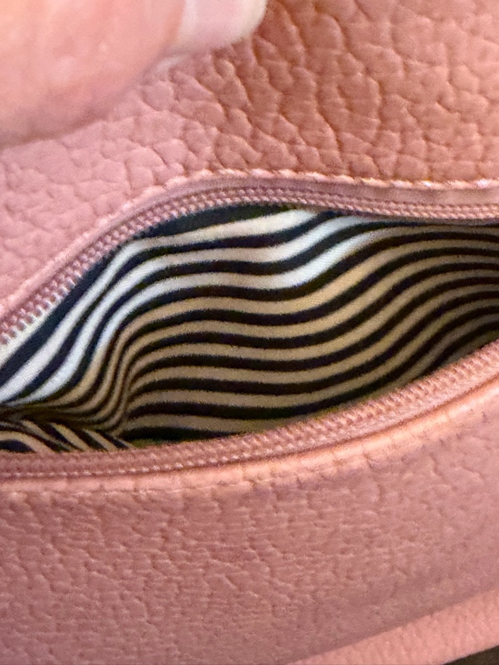 Women's Pink Crossbody Bag with Striped Lining